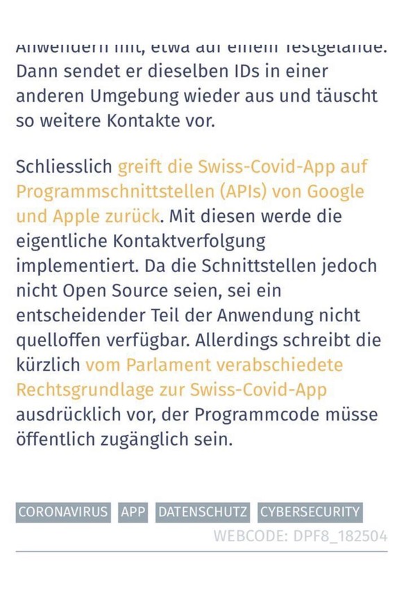 Was Schweizer und AuslÃ¤nder unbedingt Ã¼ber die SwissCovid-App wissen sollten
Hallo Schurter

Finde die Covid App eigentlich eine tolle Sache! ð

Nun lese ich aber auf der Netzwoche folgendes: ...