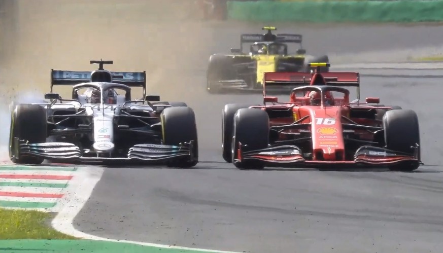 Die entscheidende Szene: Leclerc lässt Hamilton in Runde 23 wenig Platz und verhindert so, überholt zu werden.
