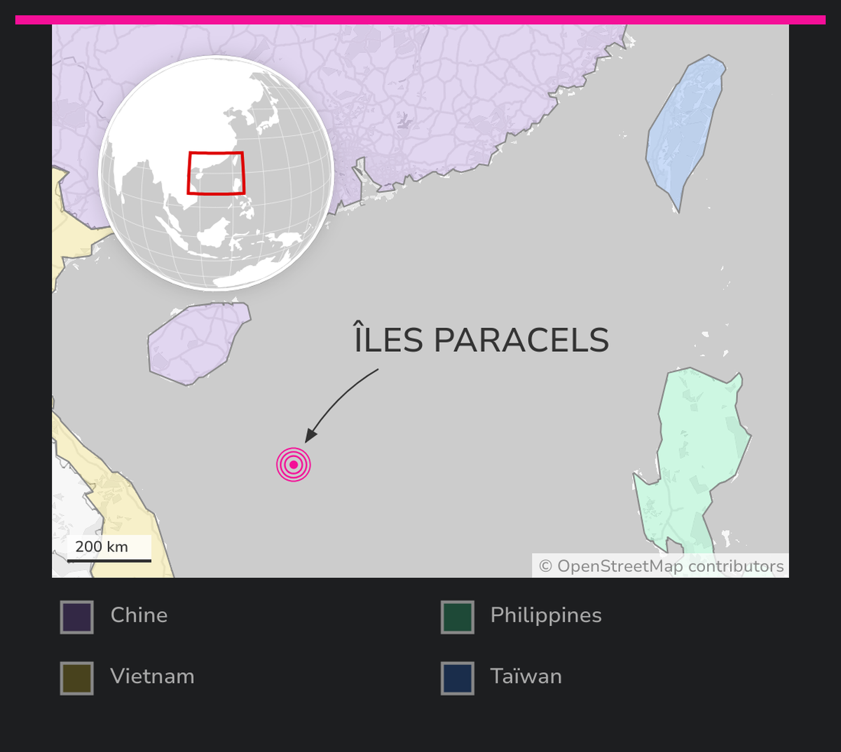 îles Paracels, carte de la situation.