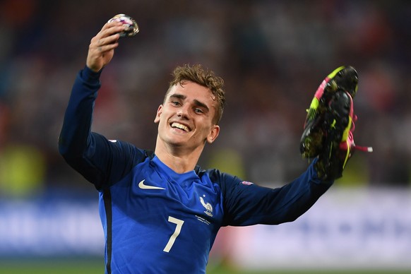 07.07.2016; Marseille; Fussball Euro 2016 - Halbfinale - Deutschland - Frankreich; 
Antoine Griezmann (FRA) jubelt nach dem Spiel
(Matteo Gribaudi/inside/freshfocus)