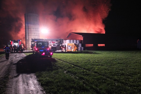 Die Scheune eines Mastbetriebs in Kriessern SG steht im Vollbrand.