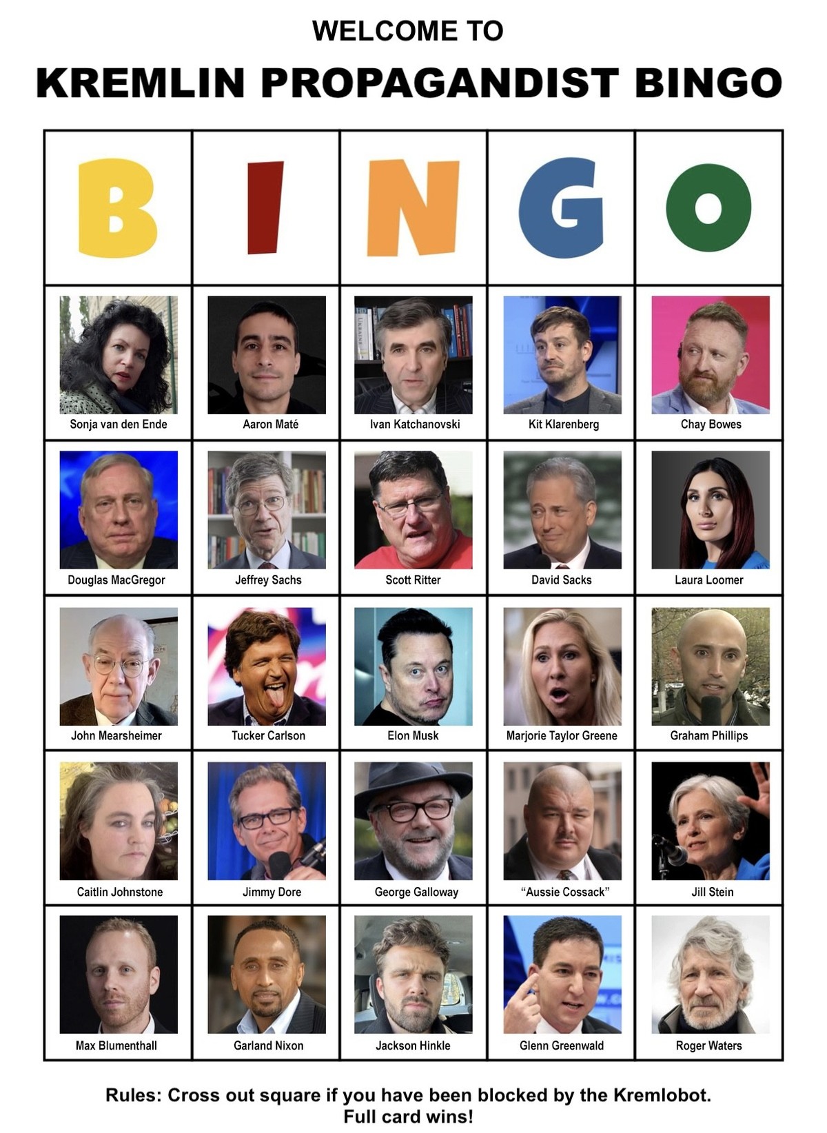 Propagandisten-Bingo