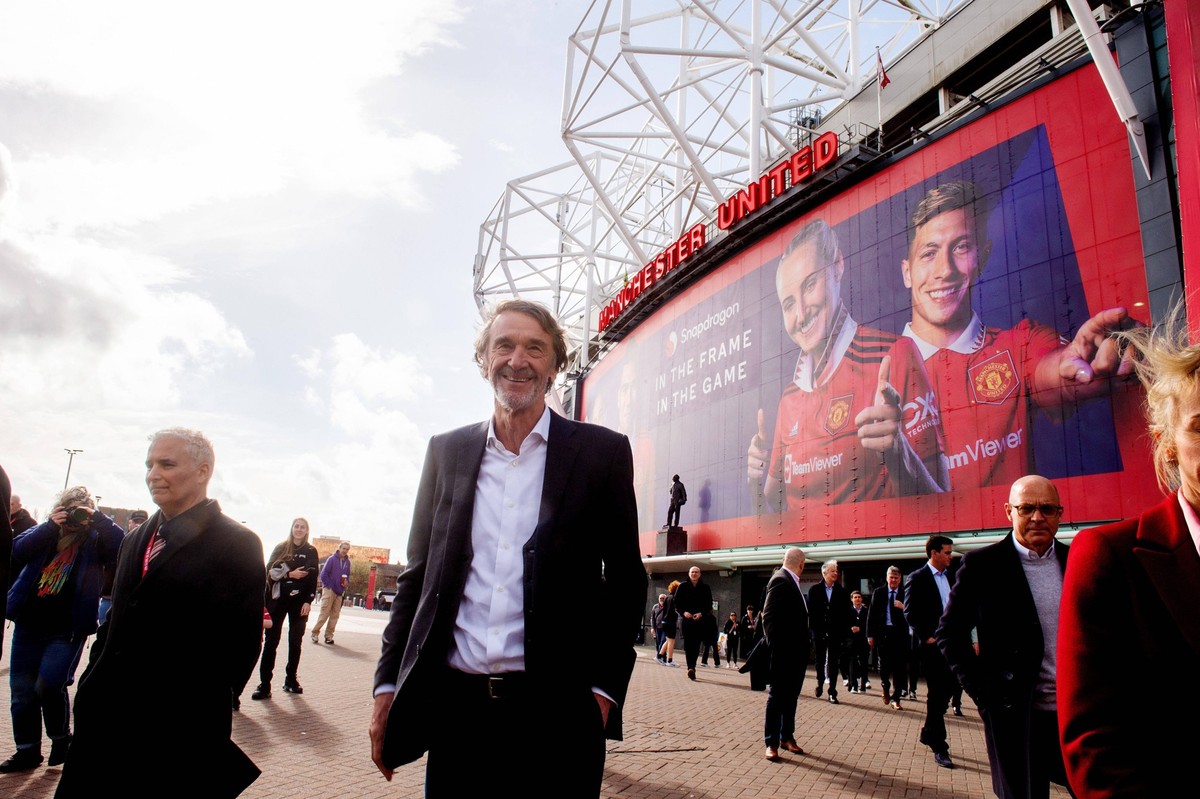 Manchester United, ManU Takeover Sir Jim Ratcliffe at Old Trafford, home of Manchester United. Manchester United owners, the Glazer family, announced last November they were conducting a strategic rev ...