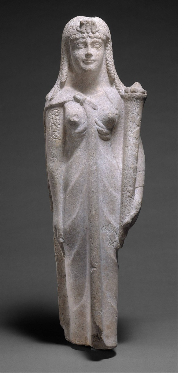 Statue of a Ptolemaic Queen, perhaps Cleopatra VII 200 30 B.C. Ptolemaic Period The statue represents a Ptolemaic queen holding a cornucopia. Attributes and dress point to a date in the second or firs ...