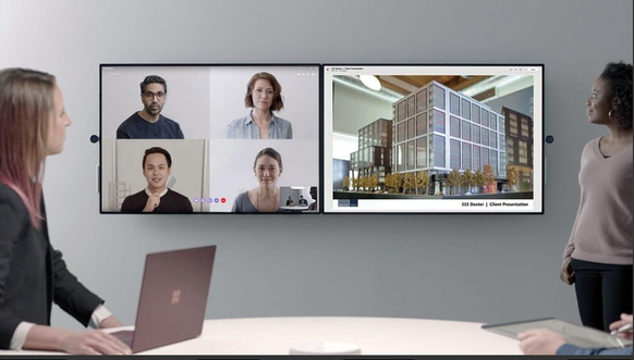 Der Surface Hub, ein gewaltiger Touchscreen für Meeting-Räume, kommt Ende 2019 in einer runderneuerten Version.