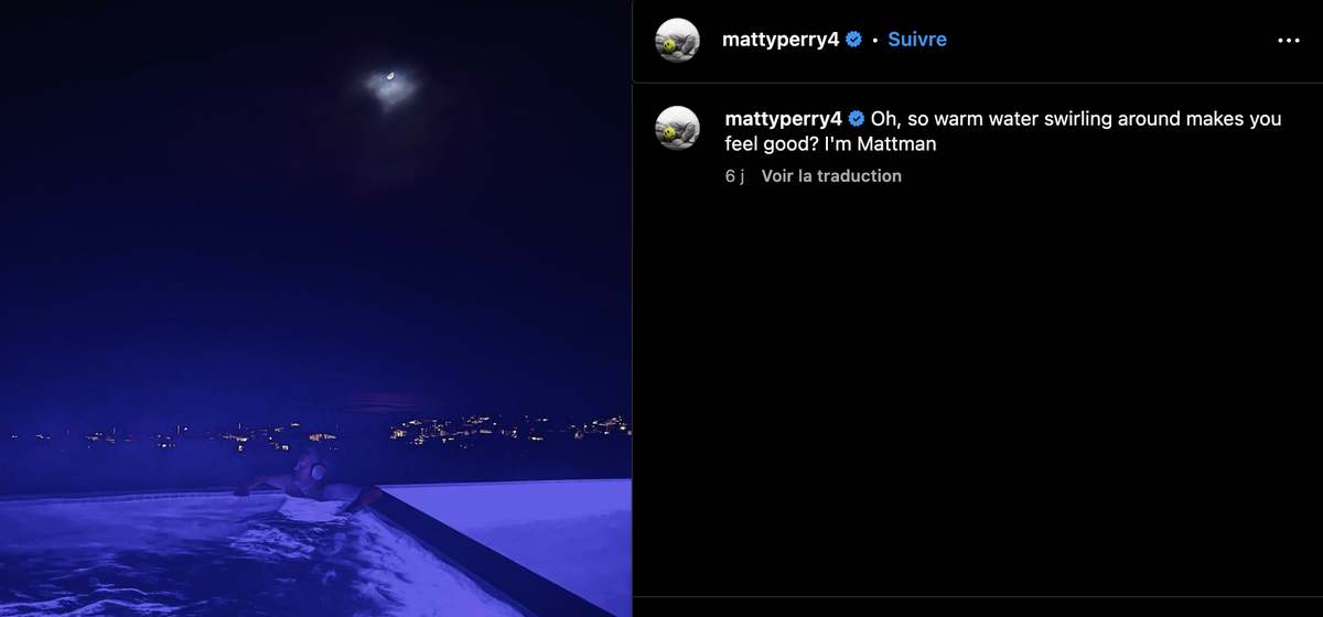 Matthew Perry, dans son jacuzzi, une semaine avant sa mort.
