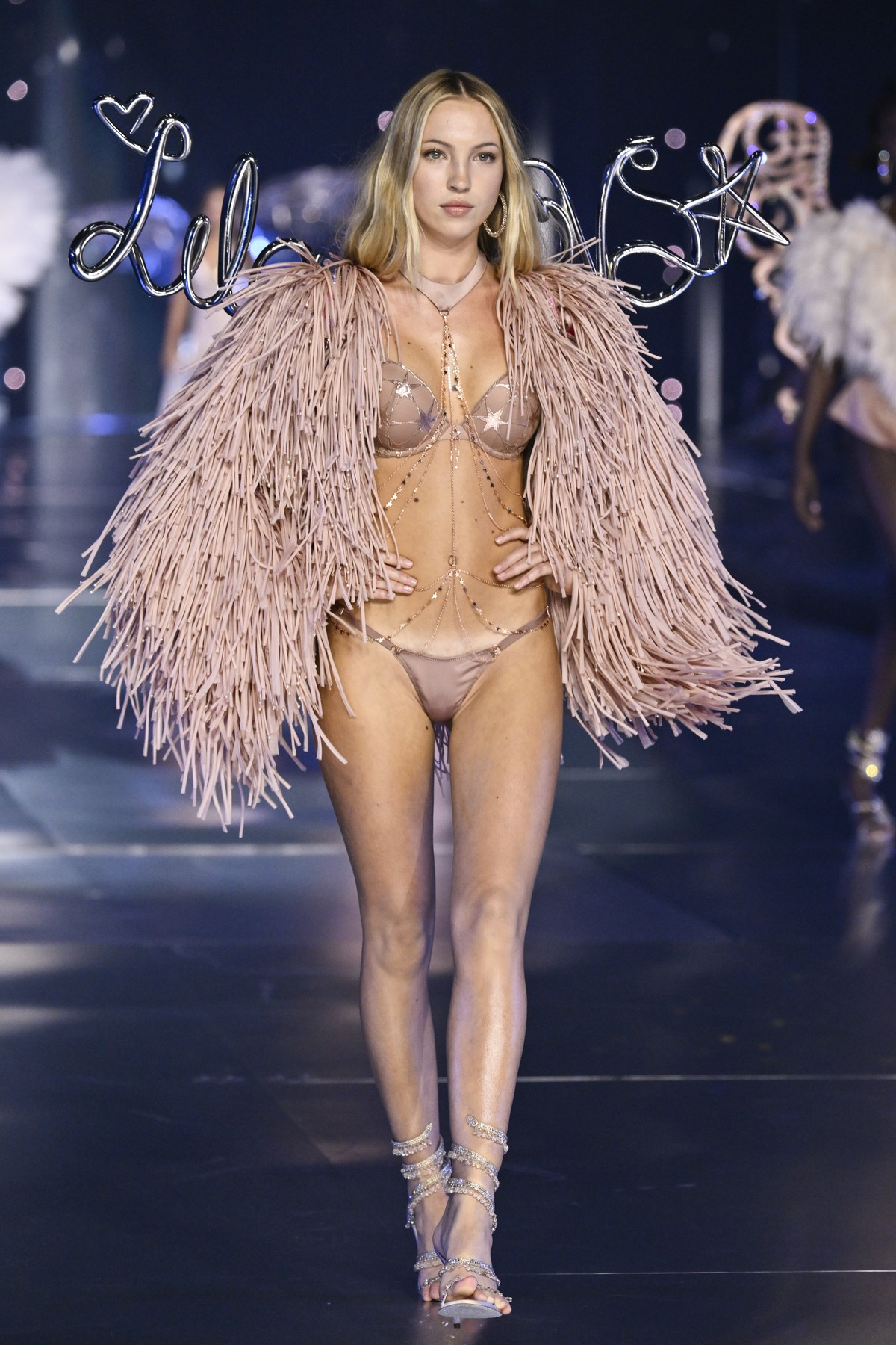 Lila Moss walks the runway during the Victoria's Secret Fashion Show on Tuesday, Oct. 15, 2024, in the Brooklyn borough of New York. (Photo by Evan Agostini/Invision/AP)
Lila Moss
