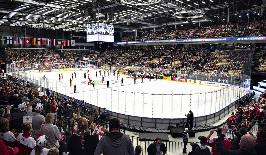 epa06711559 A general view on the Arena before the IIHF World Championship Group B match between Germany and Denmark in Jyske Bank Boxen in Herning, Denmark, 04 May 2018. EPA/HENNING BAGGER DENMARK OU ...