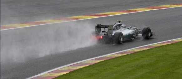 Ein feuchter Spass: Nico Rosberg steuert seinen Boliden über den nassen Circuit von Spa.&nbsp;
