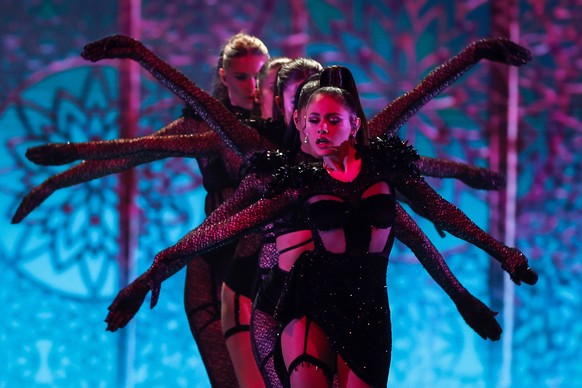 epa09210213 Efendi from Azerbaijan performs during the First Semi-Final of the 65th annual Eurovision Song Contest (ESC) at the Rotterdam Ahoy arena, in Rotterdam, The Netherlands, 18 May 2021. Due to ...