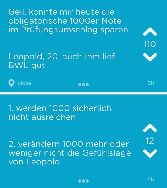 tel: null
Liebe Watsons,

In St. Gallen ereignete sich heute eine ganz amüsante Geschichte über eine Campus-App, welche in zahlreichen weinenden Erstsemester endete. Ich dachte, das passt doch zu de ...