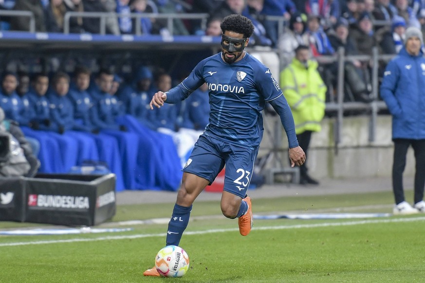 Saidy Janko 23, VfL Bochum Aktion . Einzelbild . Freisteller . 21.01.2023 Fussball, 1. Bundesliga, VfL Bochum vs Hertha BSC, Vonovia Ruhrstadion, Bochum, DFB/DFL REGULATIONS PROHIBIT ANY USE OF PHOTOG ...