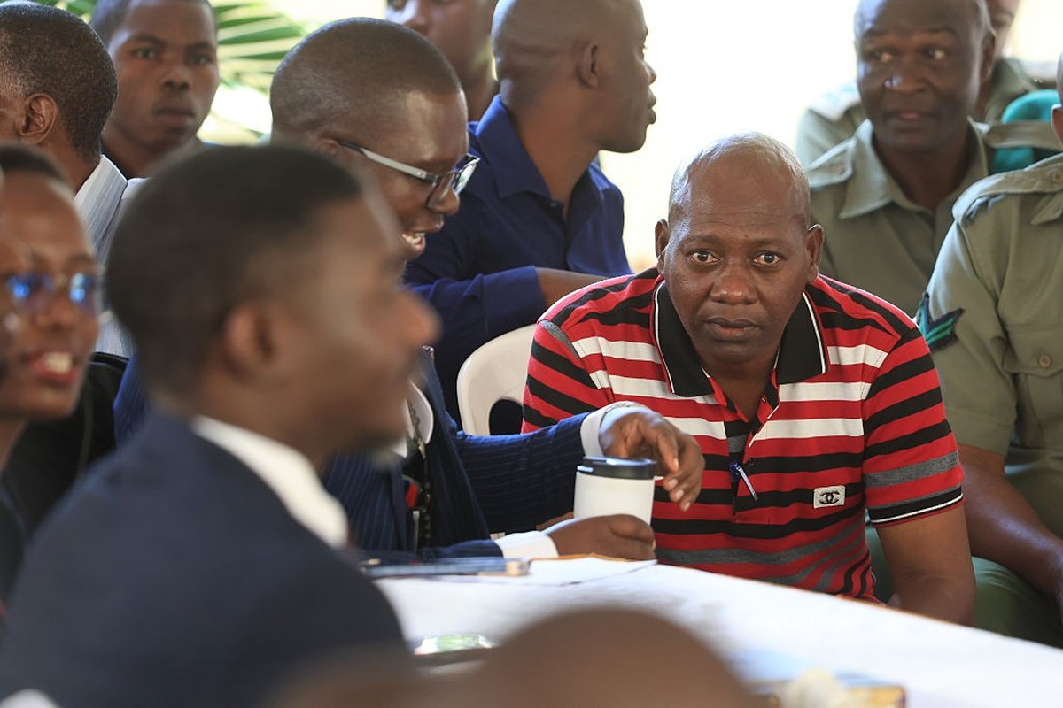 MOMBASA, KENYA - OCTOBER 19: Self-proclaimed pastor Paul Mackenzie (R), leader of the Good News International Church accused of causing the deaths of more than 400 followers in a starvation cult, appe ...