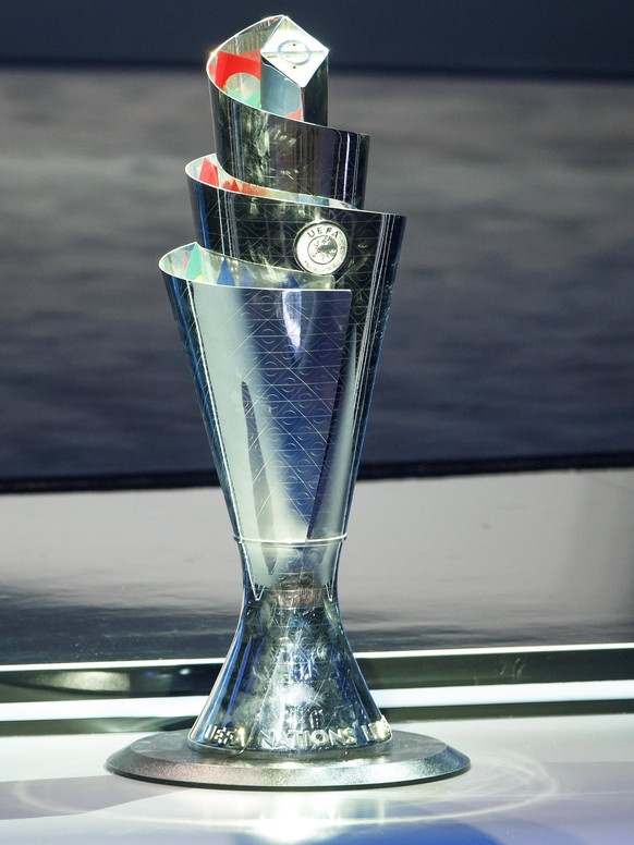 epa06470759 The UEFA Nations League trophy on display during the UEFA Nations League draw at the SwissTech Convention Center in Lausanne, Switzerland, 24 January 2018. EPA/SALVATORE DI NOLFI