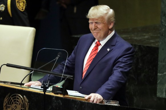 President Donald Trump delivers remarks to the 74th session of the United Nations General Assembly, Tuesday, Sept. 24, 2019, in New York. (AP Photo/Evan Vucci)
Donald Trump