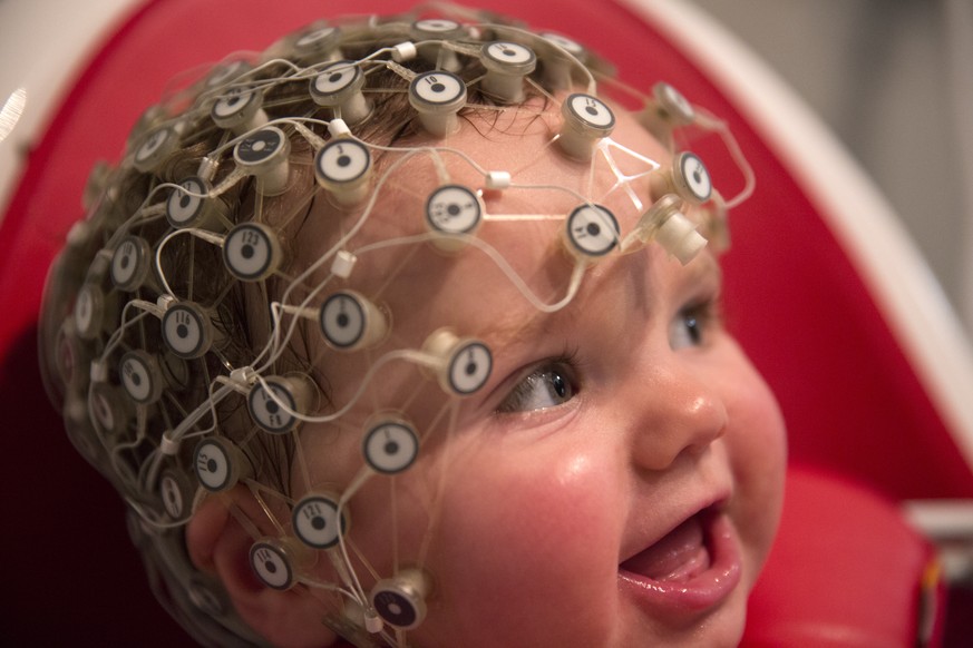 LONDON, ENGLAND - MARCH 03: Leo, aged 9 months, takes part in an experiment at the &#039;Birkbeck Babylab&#039; Centre for Brain and Cognitive Development, on March 3, 2014 in London, England. The exp ...