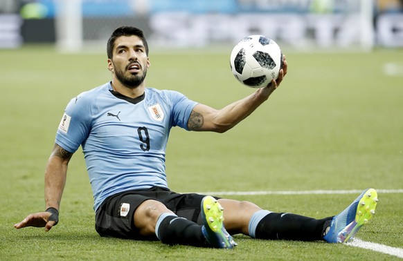 epa06825033 Luis Suarez of Uruguay reacts during the FIFA World Cup 2018 group A preliminary round soccer match between Uruguay and Saudi Arabia in Rostov-On-Don, Russia, 20 June 2018.

(RESTRICTION ...