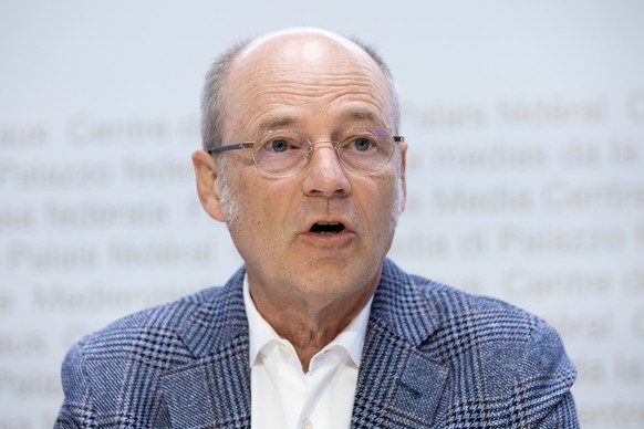 Stefan Blaettler, Praesident der Konferenz der kantonalen Polizeikommandanten, spricht waehrend einer Medienkonferenz zur Situation des Coronavirus, am Dienstag, 7. April 2020 in Bern. (KEYSTONE/Peter ...