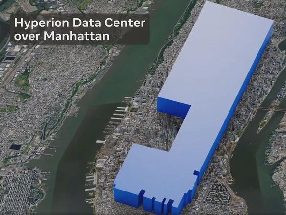 Datenzentrum Hyperion superimposed on Manhattan