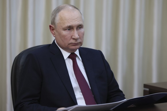 Russian President Vladimir Putin meets with Amur Region Governor Vasily Orlov on Wednesday, September 13, 2023, in Amur Region, Russia.  (Mikhail Metzel, Sputnik, Kremlin Pool Photo via AP)