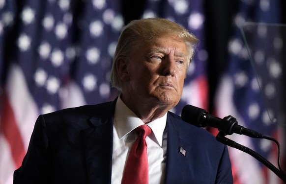 FILE - Former President Donald Trump speaks during a rally, July 7, 2023, in Council Bluffs, Iowa. Former President Donald Trump&#039;s decision to back out of Fox News&#039; first GOP primary debate  ...