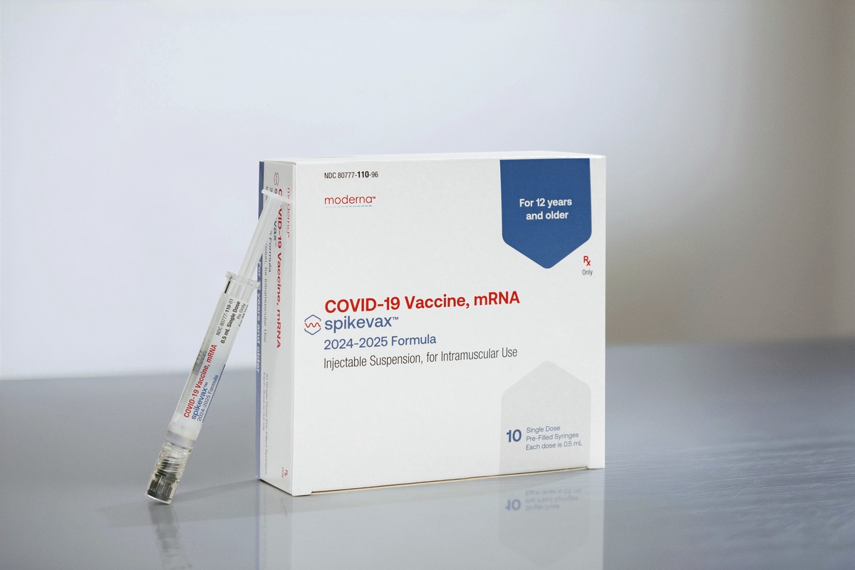 This photo provided by Moderna in August 2024 shows packaging and a syringe for the company's updated COVID vaccine for ages 12 and older approved by the U.S. Food and Drug Administration on Thur ...