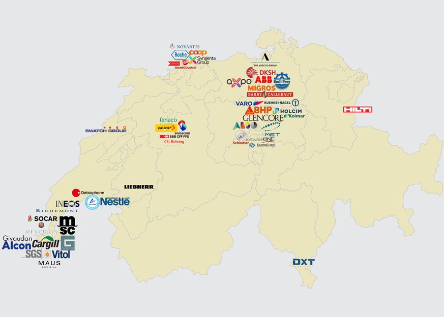 Schweizer Unternehmen Standorte Firmensitze 50 grösste Firmen der Schweiz