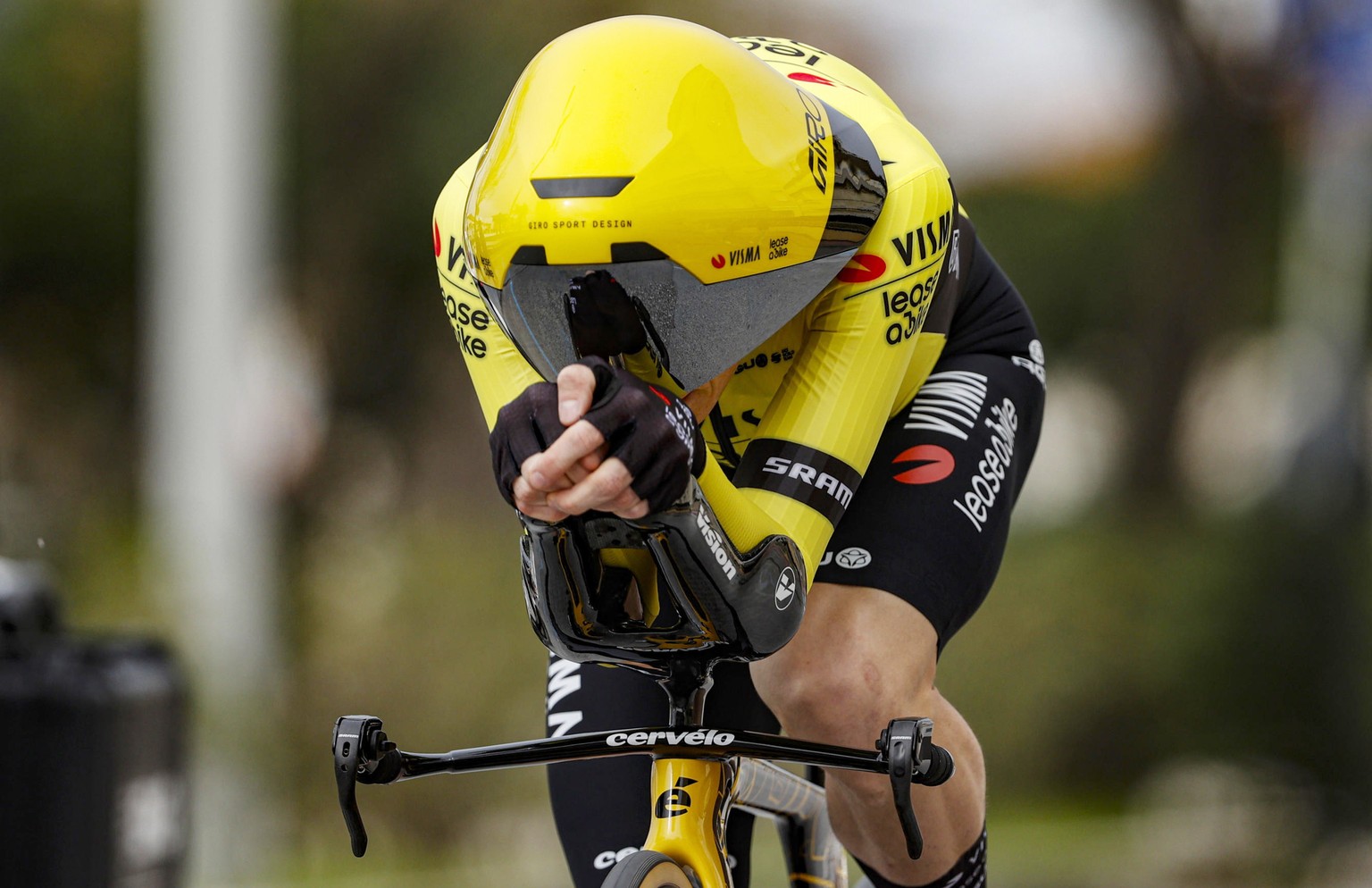 epa11198688 Danish rider Jonas Vingegaard of team Team Visma - Lease a Bike in action during the 1st stage of the 59th Tirenno-Adriatico cycling race, an individual time trial over 10km in Lido di Cam ...