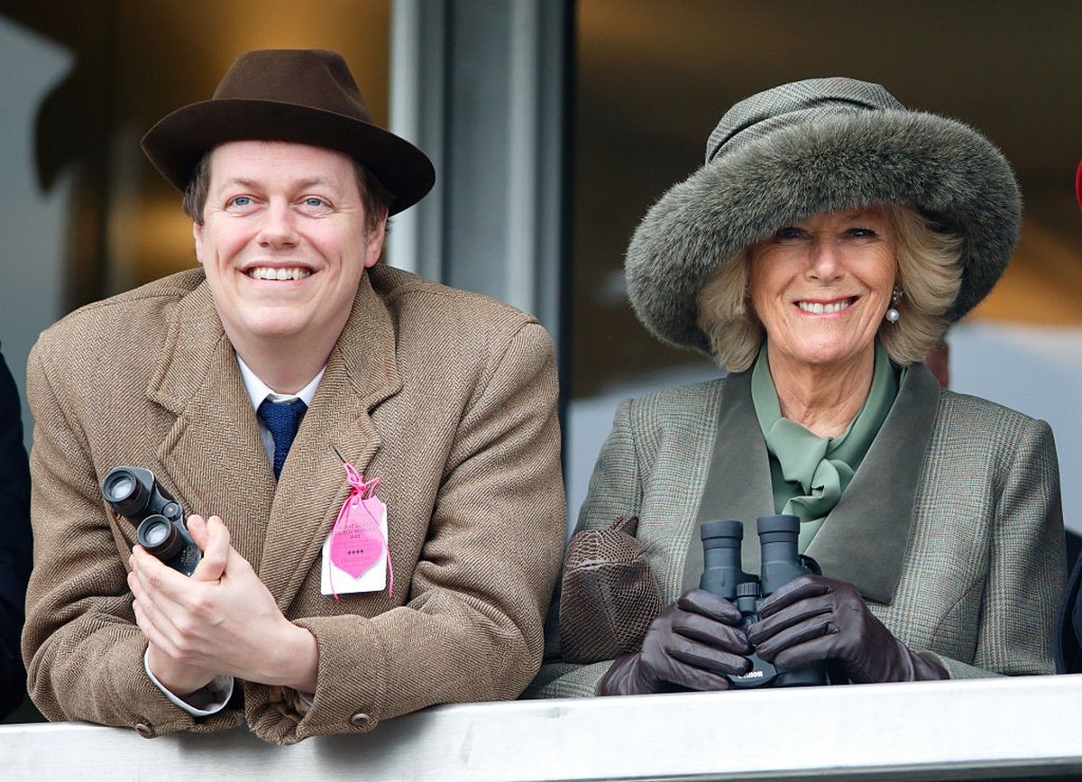 CHELTENHAM, UNITED KINGDOM - MARCH 11: (EMBARGOED FOR PUBLICATION IN UK NEWSPAPERS UNTIL 48 HOURS AFTER CREATE DATE AND TIME) Camilla, Duchess of Cornwall (right) and her son Tom Parker Bowles watch t ...