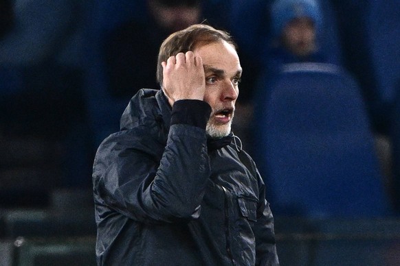 Thomas Tuchel head coach of FC Bayern Munchen gestures during the Uefa Champions League match between SS Lazio and FC Bayern Munchen at Stadio Olimpico Rome Italy on 14 February 2024. Rome Stadio Olim ...