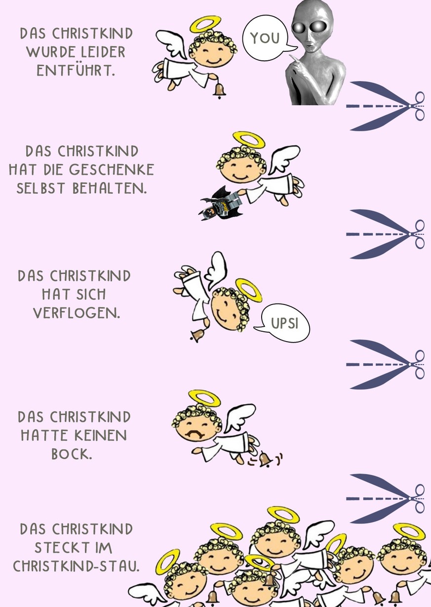 Schneide deine Lieblingsvariante aus und hänge sie an die Tür. PS: Der Bogen reicht für fünf Weihnachten.