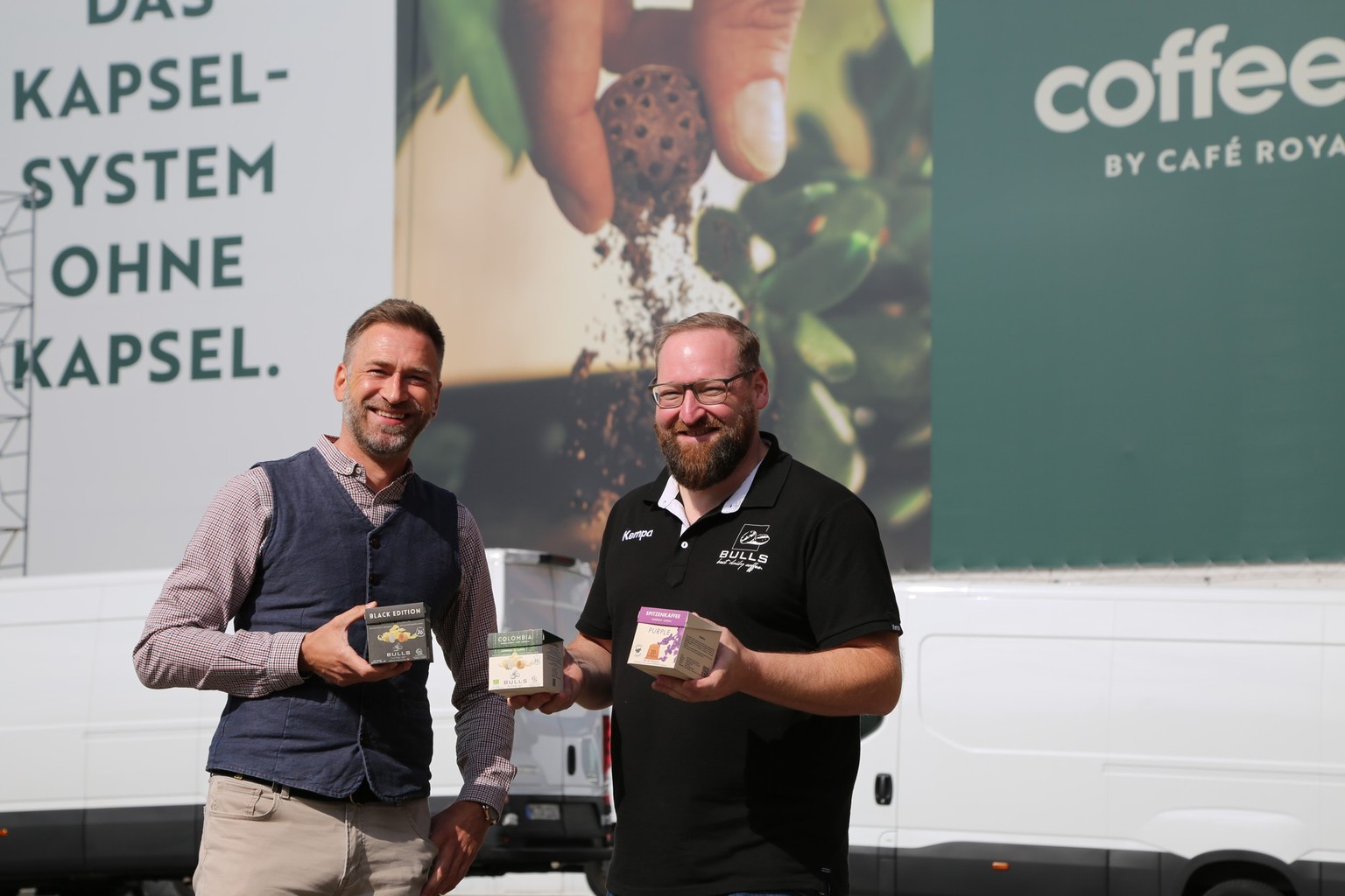 Glauben an nachhaltige Kaffeekapseln: Marco Fritsche und Ole Bull. 