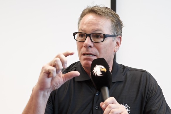 Geneve-Servette&#039;s General Manager Chris McSorley speaks to the media, during a press conference of presentation of the team of Geneve-Servette&#039;s before starting the new season from the Natio ...