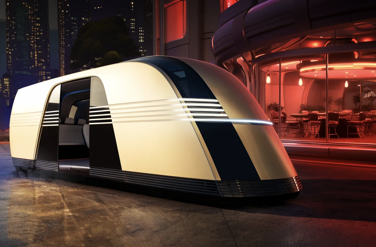Teslas Prototyp eines Robovan für 20 Personen.