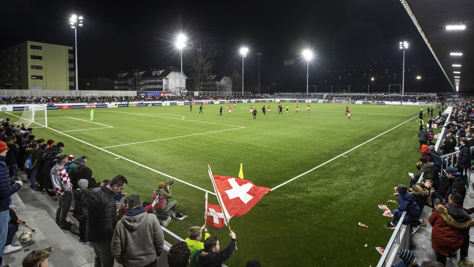 Friendly international U-21 soccer match between Switzerland and Croatia at the Kleinfeld Stadion in Kriens, Switzerland, Friday, March 22, 2019. (KEYSTONE/Alexandra Wey)