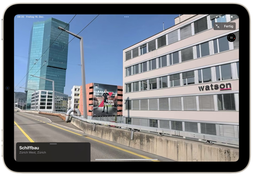 Je grösser das Display ist, desto eindrücklicher wirkt das neue Apple Maps. Interessant: «Dichtestress» kommt bei Apples Street-View-Alternative selten auf.