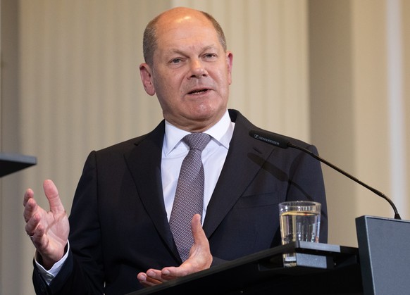 epa07558324 Minister of Finance Olaf Scholz speaks during a press conference in Berlin, Germany, 09 May 2019. Scholz presents the result of the 155th session of the working group 'Tax Estimates'. EPA/ ...