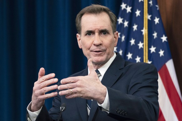 Pentagon spokesman John Kirby speaks during a briefing at the Pentagon in Washington, Wednesday, March 9, 2022. (AP Photo/Manuel Balce Ceneta)
John Kirby