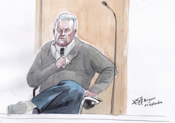 FILE - This courtroom sketch by Valentin Pasquier shows Gis