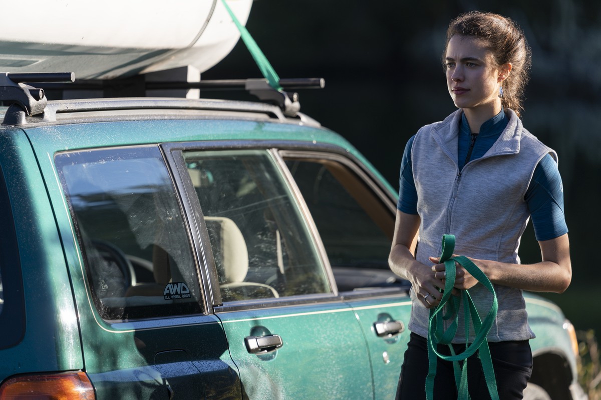 This image released by Netflix shows Margaret Qualley in a scene from "Maid." (Ricardo Hubbs/Netflix via AP)