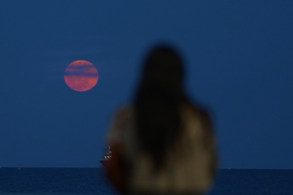 The full moon rise over the Mediterranean sea in the southern city of Limassol, Cyprus, Tuesday, March 3, 2026. (AP Photo/Petros Karadjias)
Cyprus Full Moon