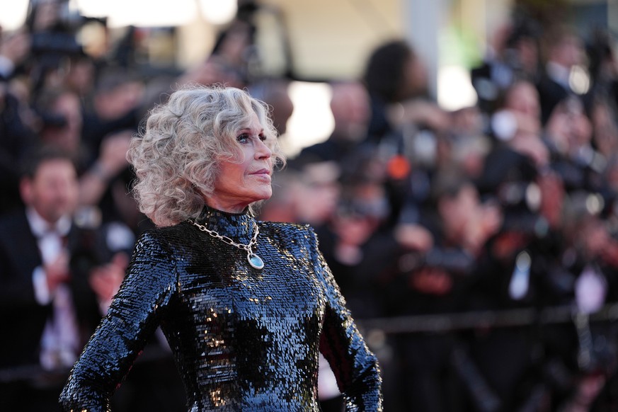 Jane Fonda poses for photographers at the opening ceremony and premiere of the film 'The Electric Kiss' during 79th international film festival, Cannes, southern France, Tuesday, May 12, 202 ...