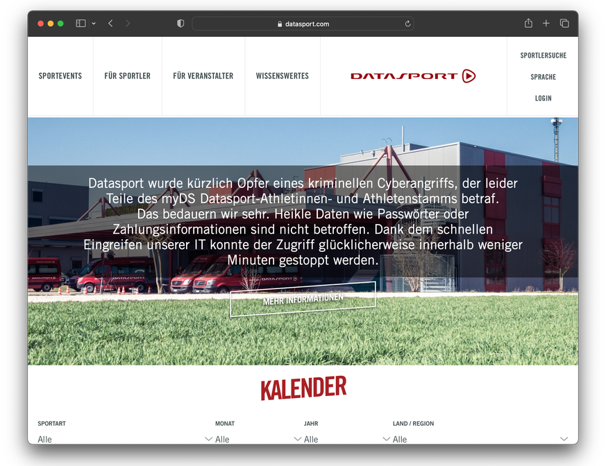 Schweizer Unternehmen Datasport gehackt – 1 Million Schweizer Hobbysportlerinnen und Hobbysportler betroffen.
