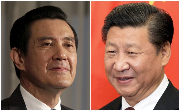 Taiwans Präsident Ma Ying-jeou, links, und Chinas Präsident Xi Jinping.<br data-editable="remove">