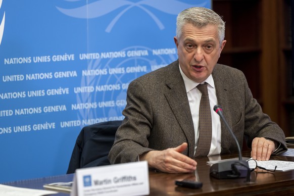 epa10467807 UN High Commissioner for Refugees (UNHCR) Filippo Grandi speaks about the joint launch of the Ukraine Regional Refugee Response Plan and Ukraine Humanitarian Response Plan 2023, during a p ...