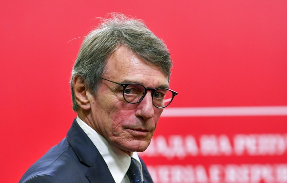epa07972267 President of the European Parliament David Sassoli arrives at the press conference in Macedonian Government in Skopje, Republic of North Macedonia on 04 November 2019. President of the Eur ...