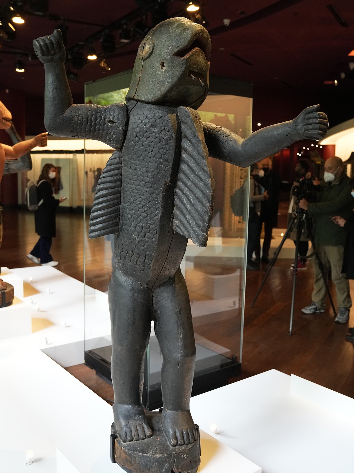 The royal statue half-man, half-shark of Benin's 19th century King Behanzin is pictured at the Quai Branly
