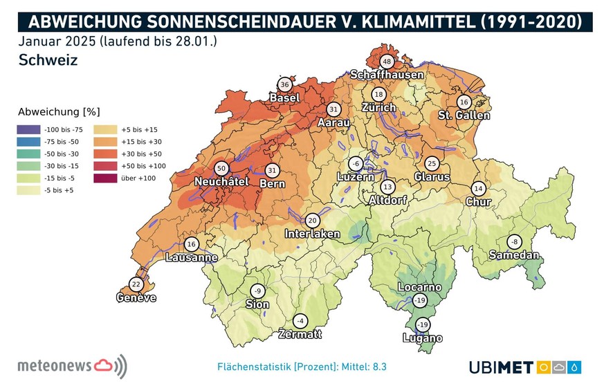 wetter januar 2025 karten sonnendauer