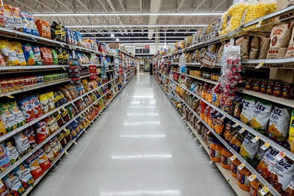 Processed foods and snack aisle in any supermarket anywhere in the world.
