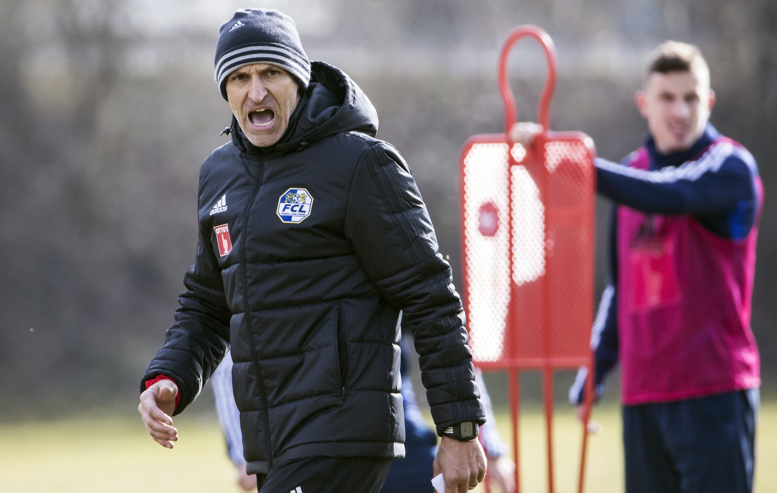 Thomas Haeberli, neuer FCL-Trainer, beim ersten Training am Freitag, 22. Februar 2019, in Luzern. (KEYSTONE/Alexandra Wey)